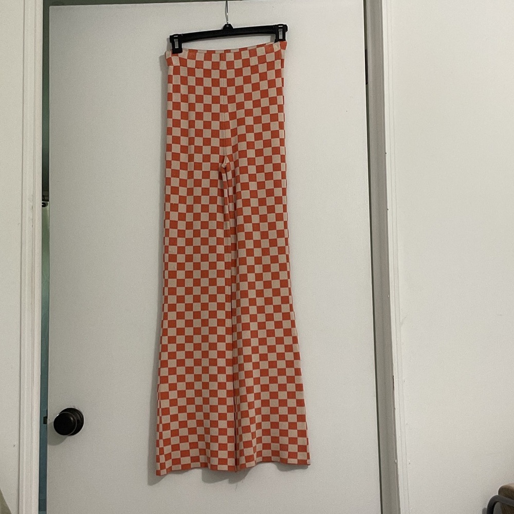 Urban Outfitters Peach and Cream Checkered Pants